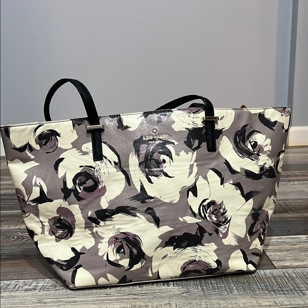 Kate Spade Floral Tote - Cream and Black